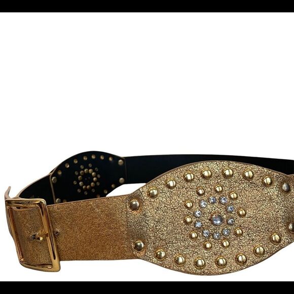 Hype NWOT bronze metallic stud and rhinestone Embellished belt size medium - Picture 1 of 7